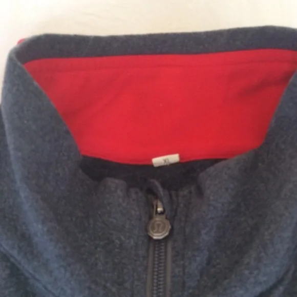 Lululemon Athletica Mens Grey/Red Zip Front Sweatshirt-Size XL - Picture 2 of 3